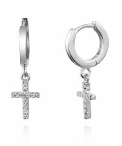 Pendientes Aros ASTI CRUZ CIRCONITA PLATA (UNIDAD)