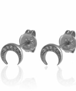 Pendientes mini BARI LUNA CIRCONITA PLATA (UNIDAD)