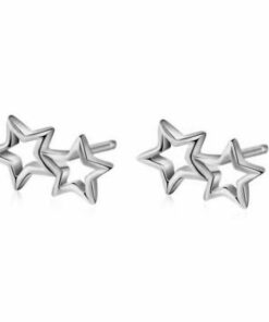 Pendientes mini BARI ESTRELLA DOBLE PLATA (UNIDAD)