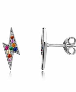 Pendientes mini BARI RAYO MULTICOLOR PLATA (UNIDAD)