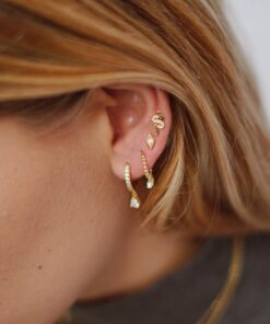 Alternative view of Pendientes mini BARI SERPIENTE CIRCONITA ORO (UNIDAD)