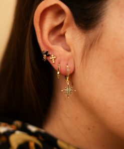 Alternative view of Pendientes mini BARI CRUZ BOLITAS ORO (UNIDAD)