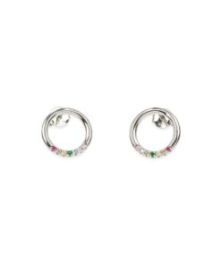 Pendientes CIRCULO MULTICOLOR PLATA