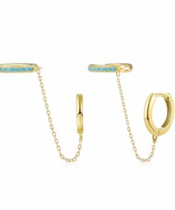 Pendientes Aros ASTI DOBLE ARO CADENA TURQUESA (UNIDAD)