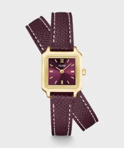 Reloj CLUSE Gracieuse Mini Watch Double Leather, Wine, Gold Colour