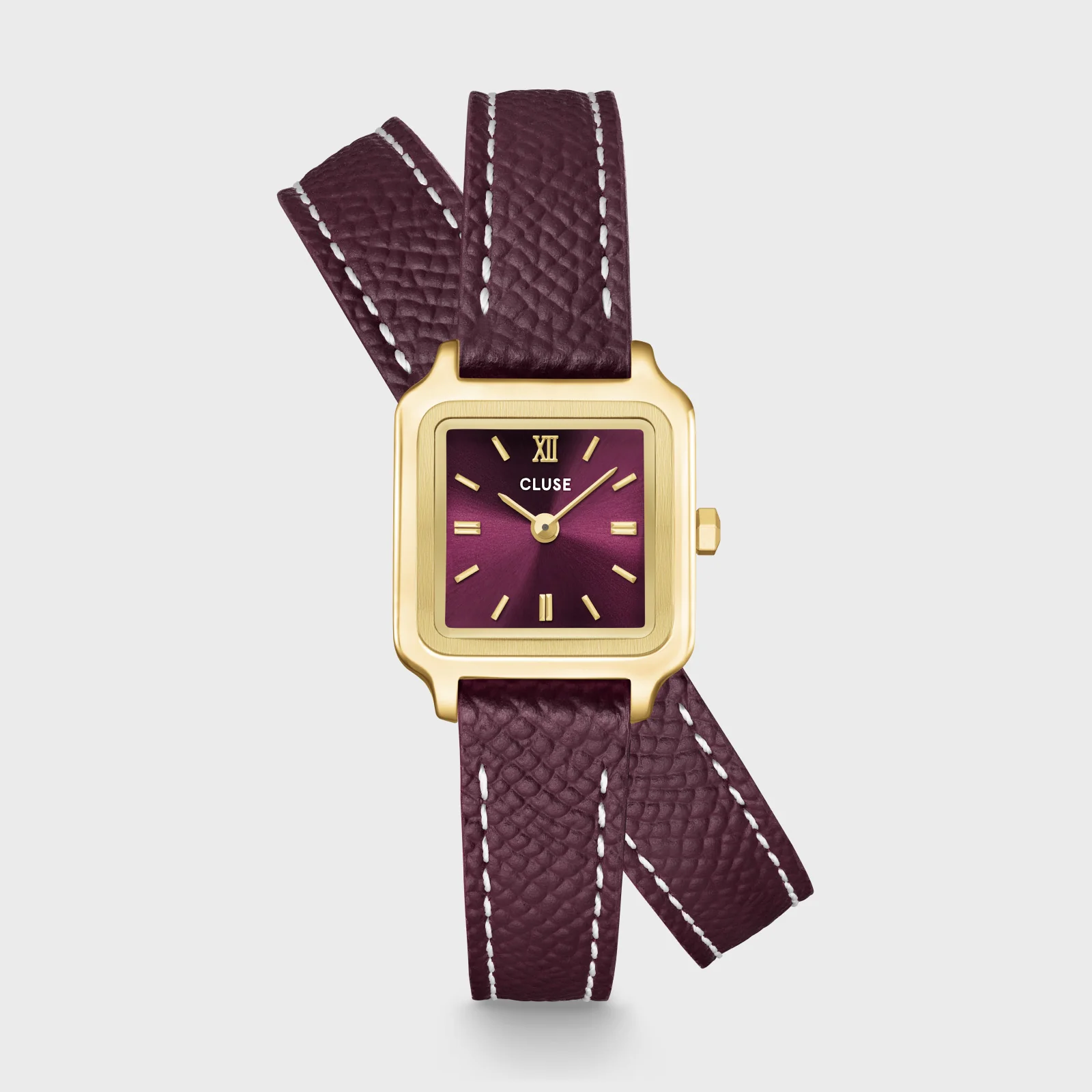 Reloj CLUSE Gracieuse Mini Watch Double Leather, Wine, Gold Colour