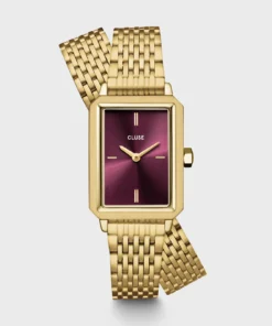 Reloj CLUSE Fluette Watch Double Steel, Wine, Gold Colour