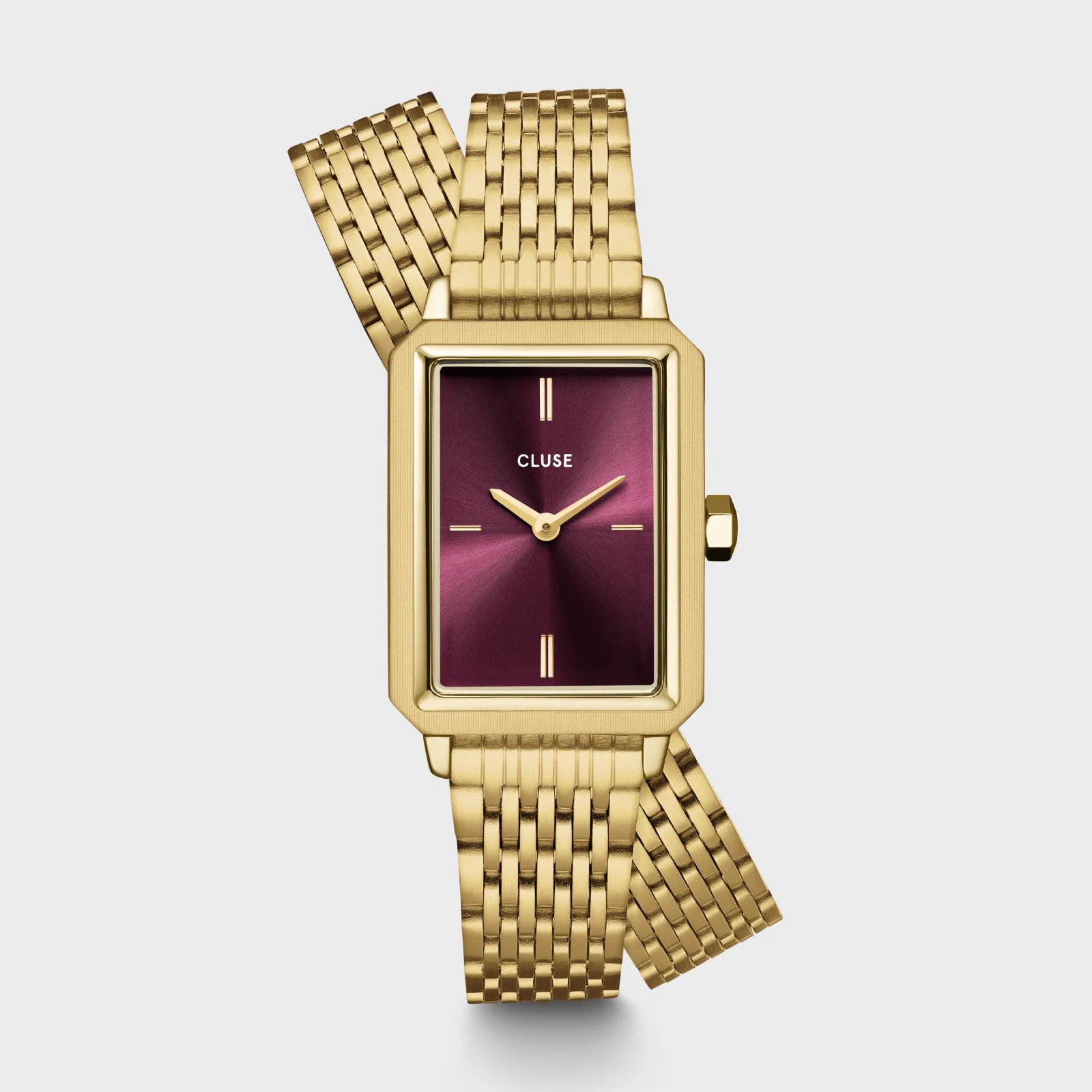 Reloj CLUSE Fluette Watch Double Steel, Wine, Gold Colour