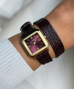 Alternative view of Reloj CLUSE Gracieuse Petite Watch Double Crocodile Leather, Wine, Gold Colour