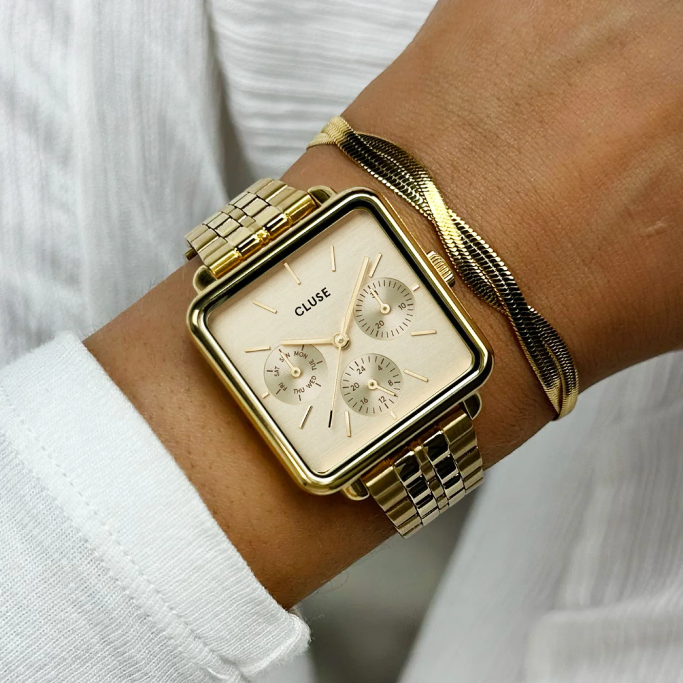 Reloj CLUSE La Tétragone Multifunction Watch Steel, Full Gold Colour - Imagen 2