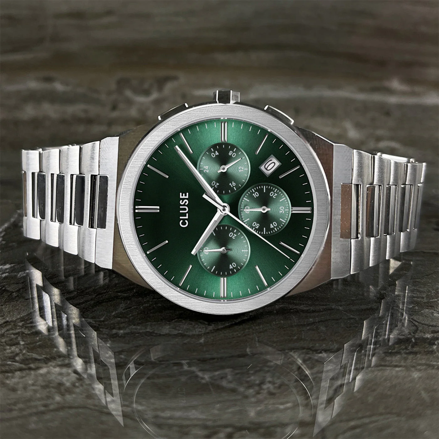 Reloj CLUSE Vigoureux Chrono Watch Steel, Green, Silver Colour - Imagen 3