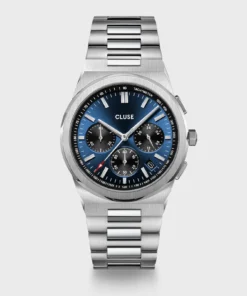 Reloj CLUSE Vigoureux Chrono Watch Steel, Dark Blue, Silver Colour