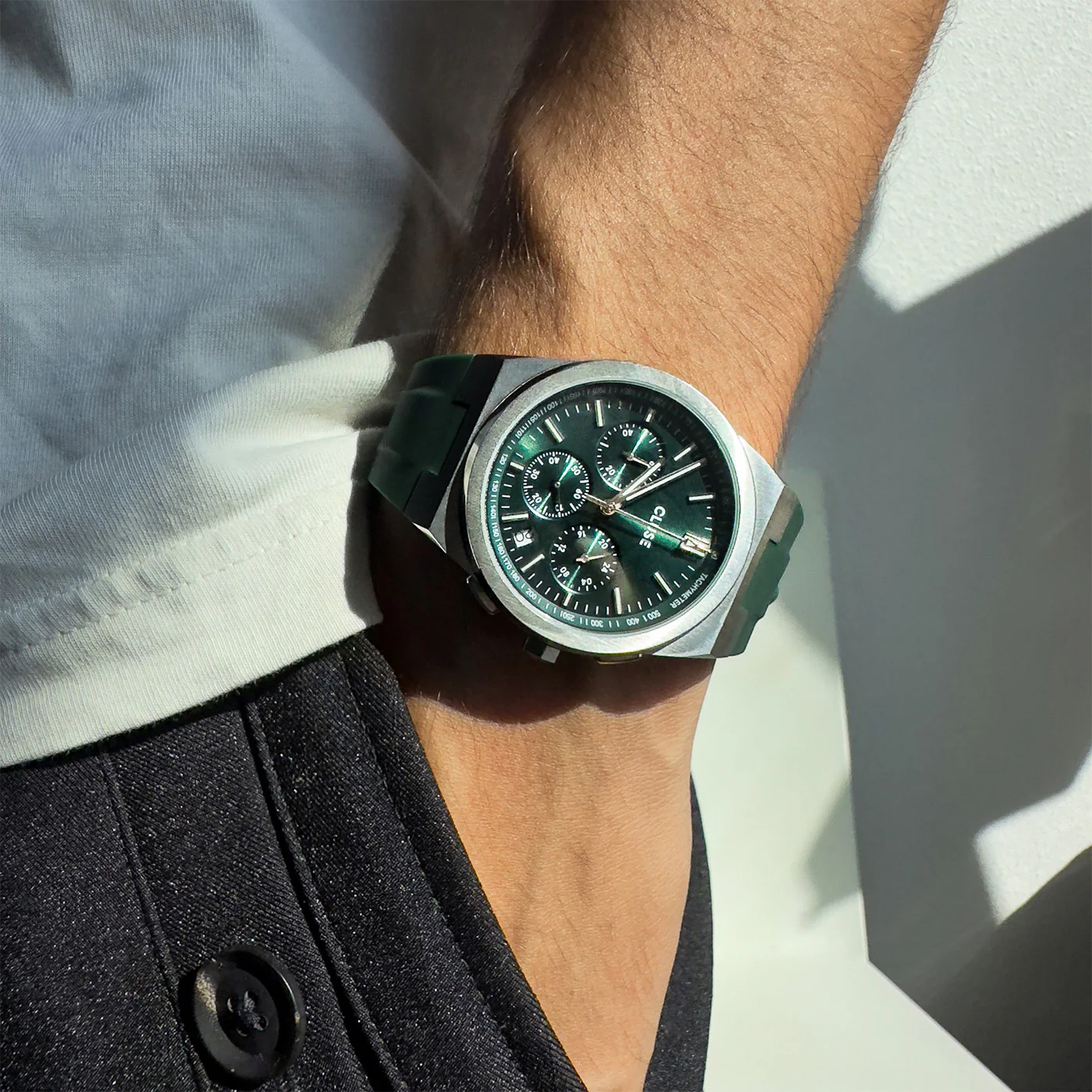 Reloj CLUSE Vigoureux Chrono Watch Silicone Green, Silver Colour - Imagen 7