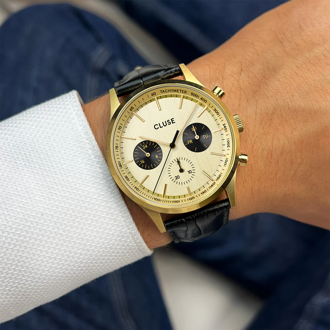Reloj CLUSE Anthéor Multifunction Watch Leather, Black, Gold Colour - Imagen 4