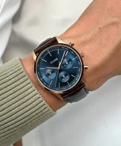 Alternative view of Reloj CLUSE Anthéor Multifunction Watch Leather Blue, Rose Gold Colour