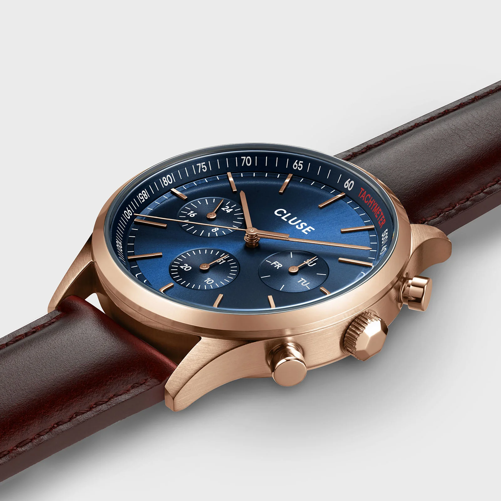 Reloj CLUSE Anthéor Multifunction Watch Leather Blue, Rose Gold Colour - Imagen 3