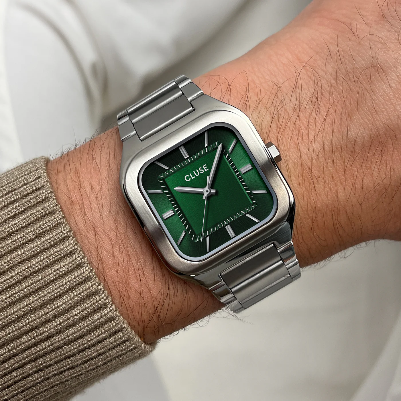 Reloj CLUSE Quadrus Watch Steel, Green, Silver Colour - Imagen 2