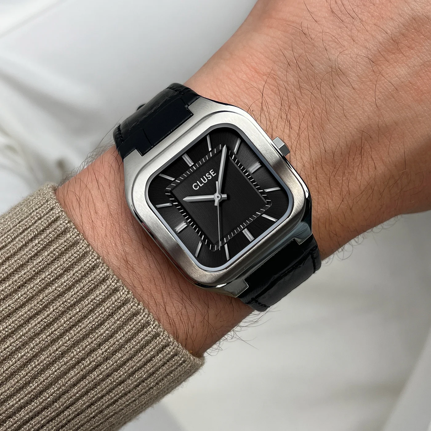 Reloj CLUSE Quadrus Watch Leather, Black, Silver Colour - Imagen 5