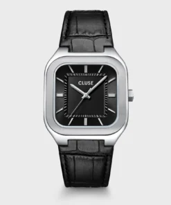 Reloj CLUSE Quadrus Watch Leather, Black, Silver Colour