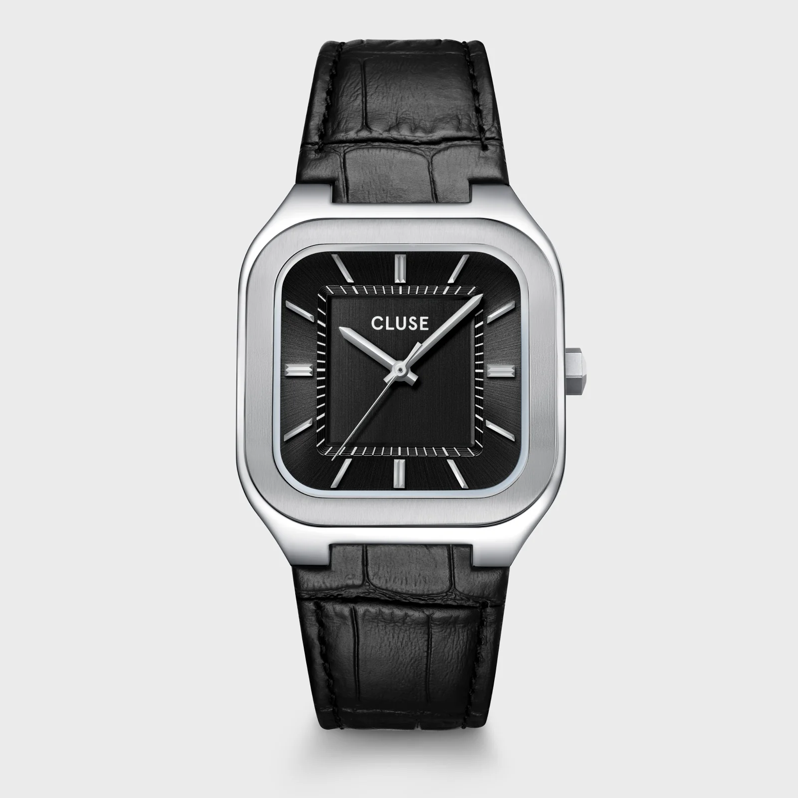 Reloj CLUSE Quadrus Watch Leather, Black, Silver Colour