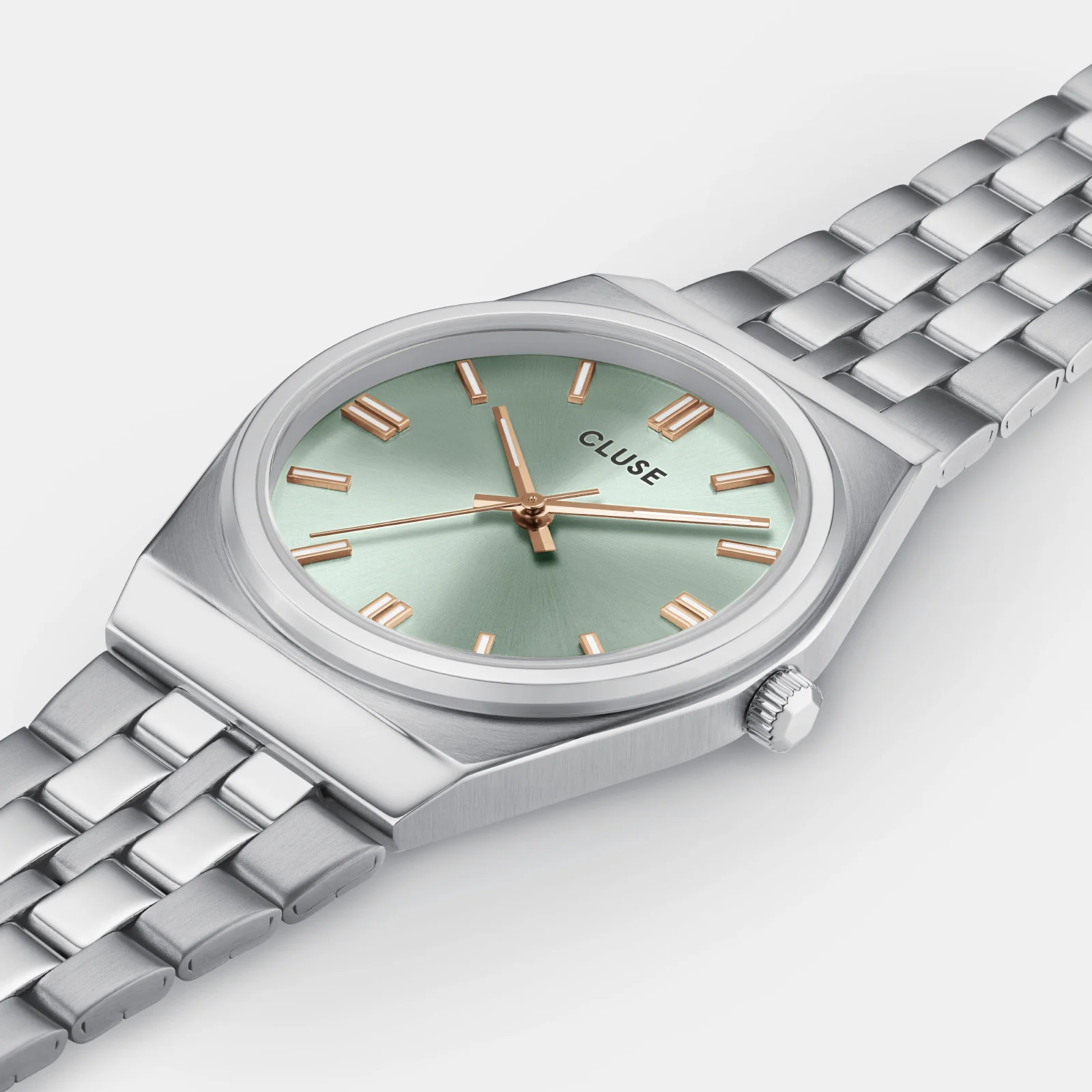 Reloj CLUSE Retro 70's Watch Steel, Sage Green, Silver Colour - Imagen 3