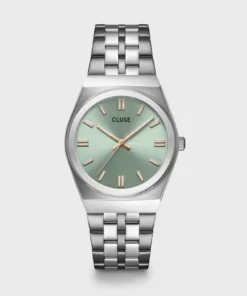 Reloj CLUSE Retro 70's Watch Steel, Sage Green, Silver Colour