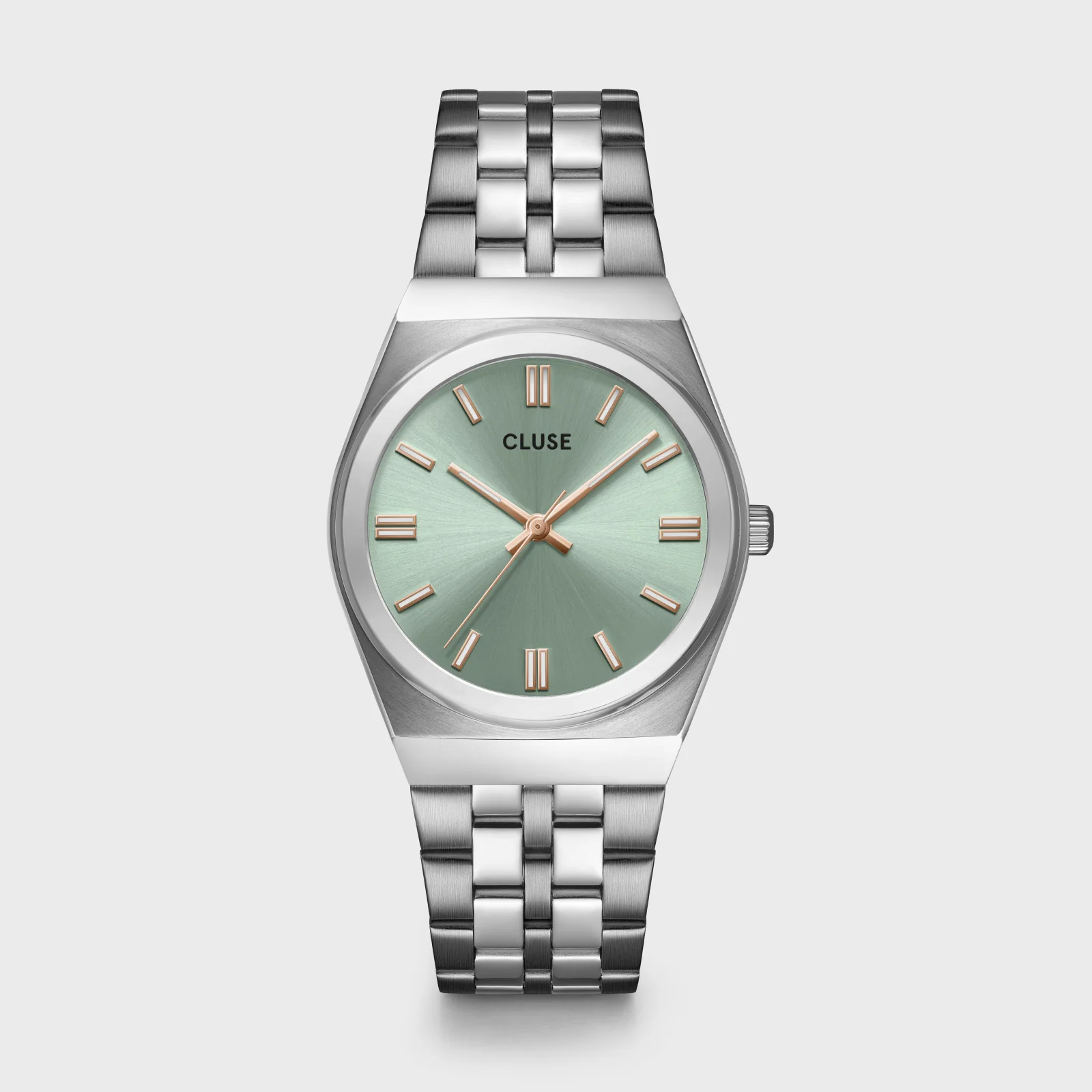 Reloj CLUSE Retro 70's Watch Steel, Sage Green, Silver Colour