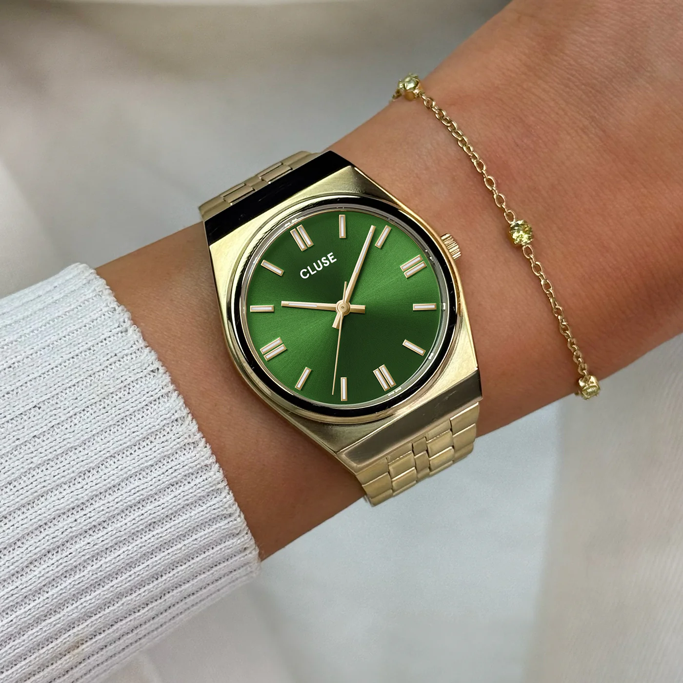 Reloj CLUSE Retro 70's Watch Steel, Forest Green, Gold Colour - Imagen 3