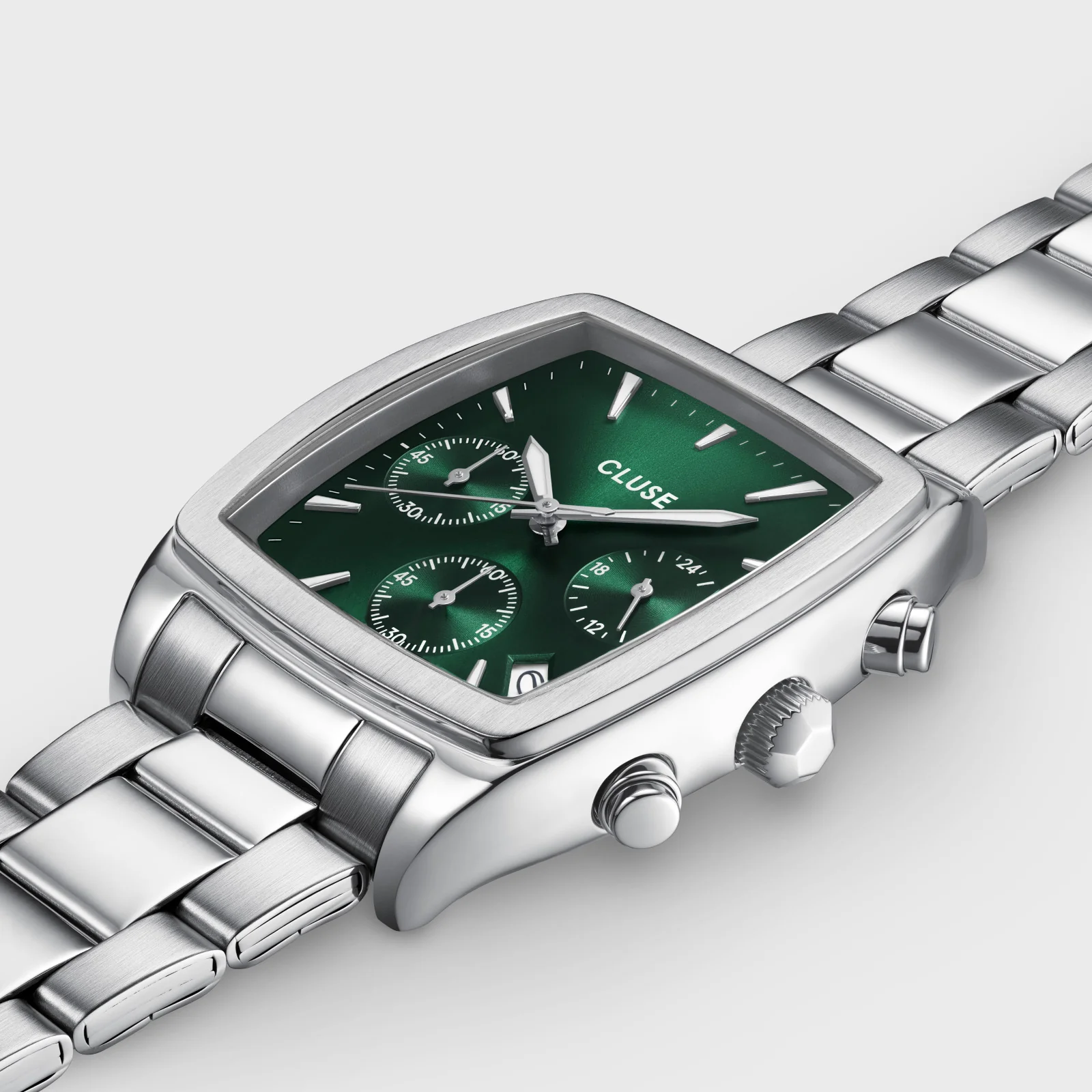 Reloj CLUSE Quartaut Chrono Watch Steel, Green, Silver Colour - Imagen 6