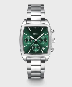 Reloj CLUSE Quartaut Chrono Watch Steel, Green, Silver Colour
