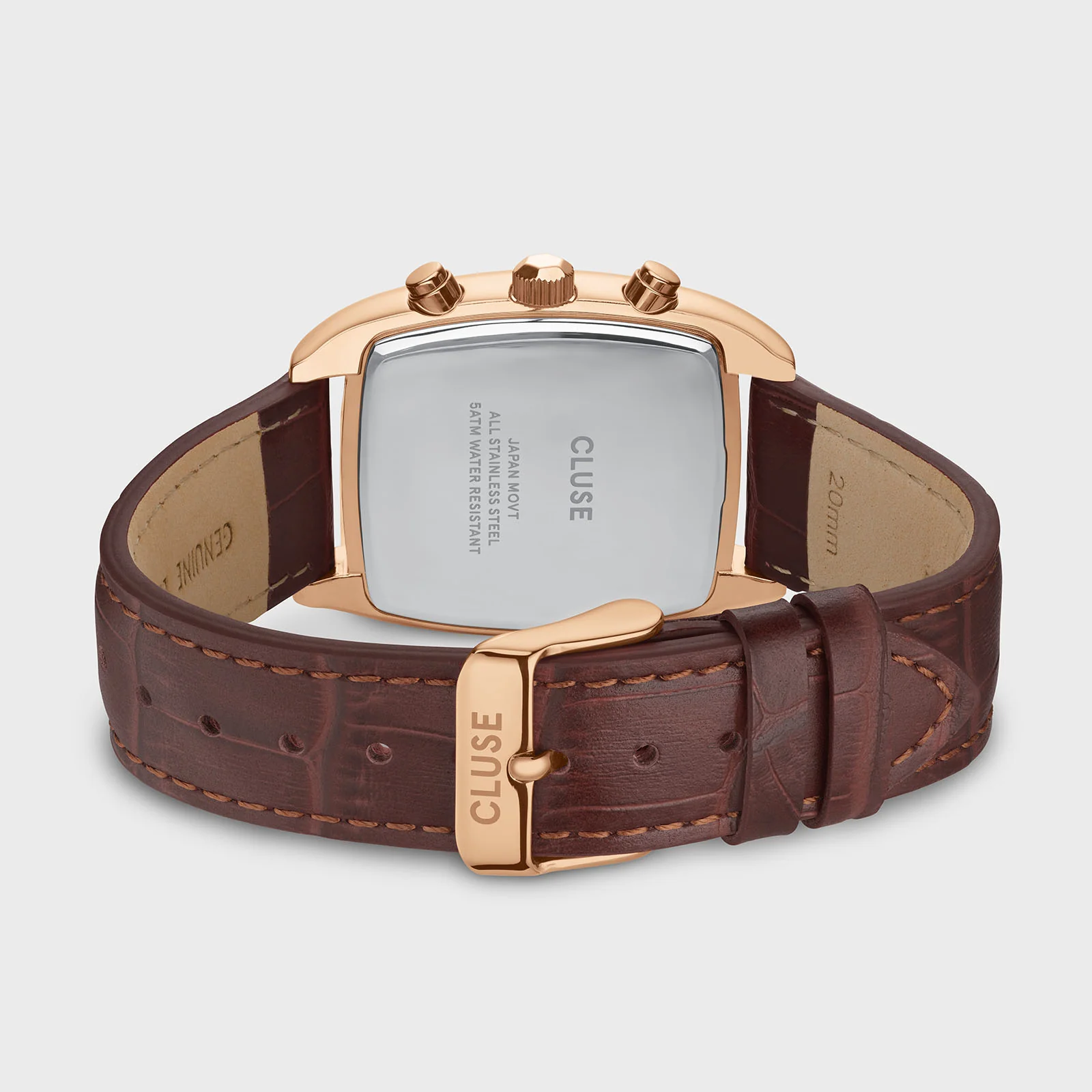 Reloj CLUSE Quartaut Chrono Watch leather, Brown, Rose gold Colour - Imagen 4