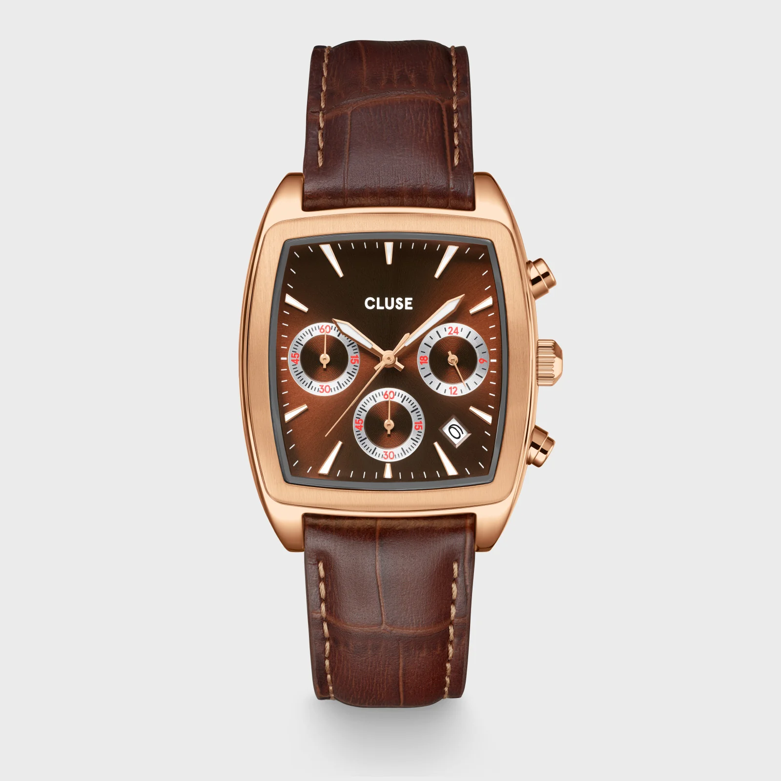 Reloj CLUSE Quartaut Chrono Watch leather, Brown, Rose gold Colour