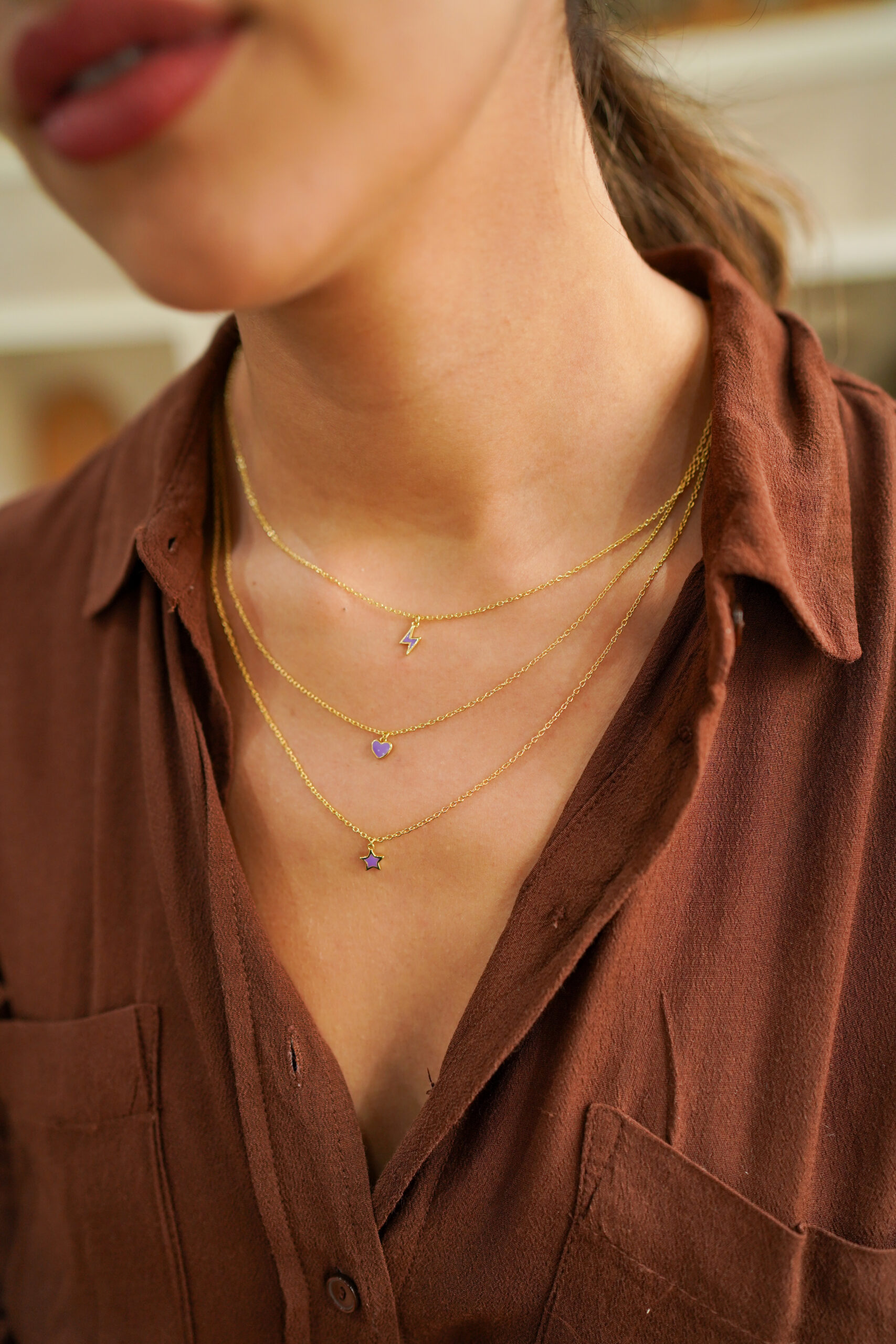 Collar RIN CORAZON LILA - Imagen 3