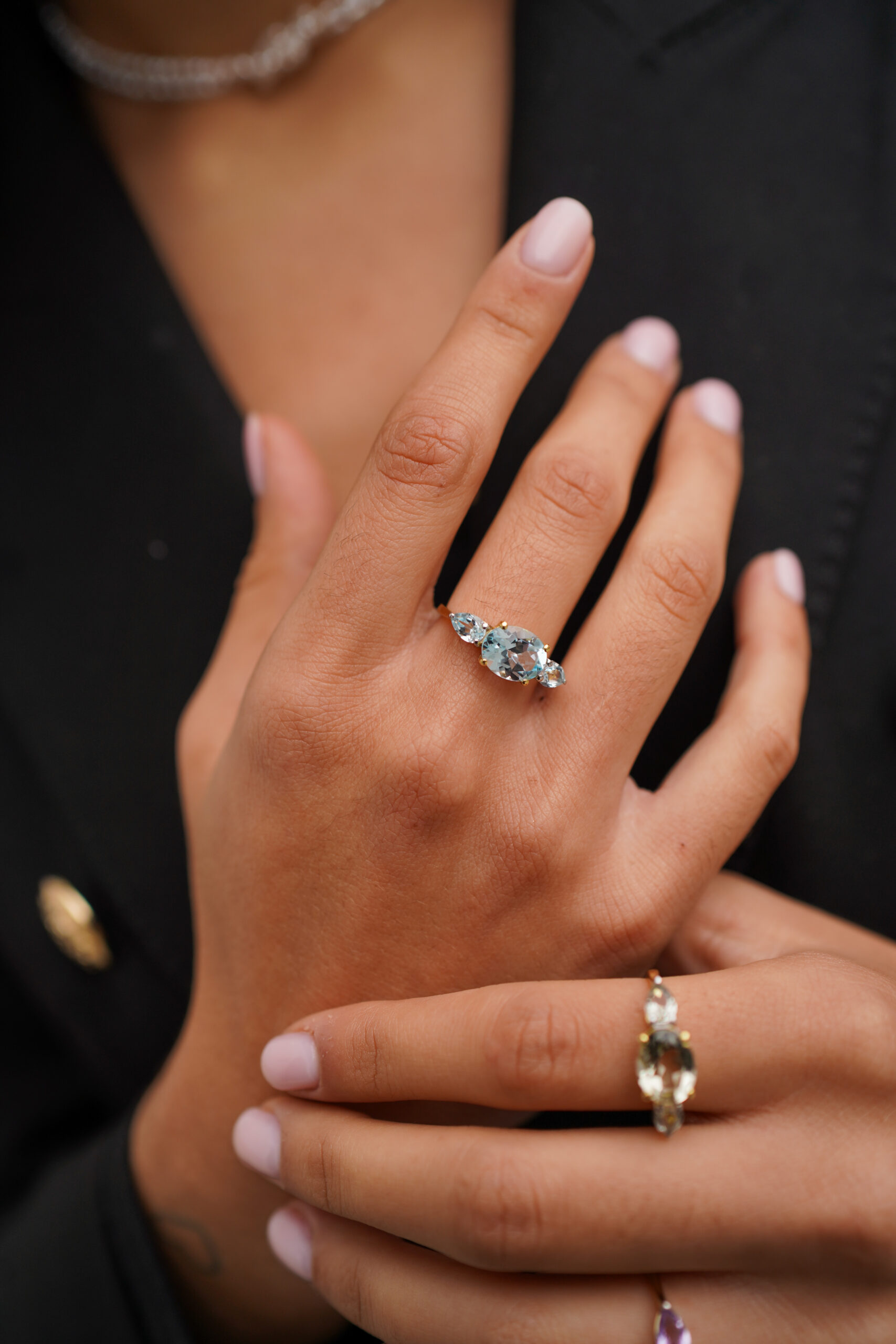 Anillo ZANZIBAR AGUA MARINA