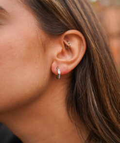 Pendientes Aros ASTI OCTOGONAL CIRCONITA PLATA (UNIDAD)