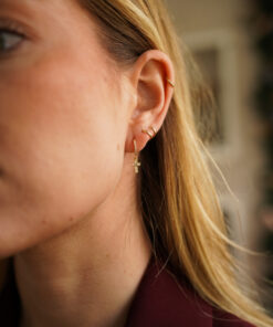 Pendientes Aros ASTI CRUZ ESMALTE BLANCA (UNIDAD)