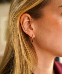 Pendientes Aros ASTI CRUZ ESMALTE NEGRA (UNIDAD)