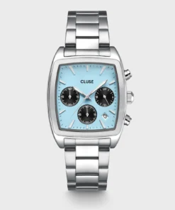 Reloj CLUSE Quartaut Chrono Watch Steel, Blue and Black, Silver Colour
