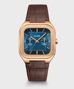Reloj CLUSE Quadrus Multifunction Watch Leather, Blue, Rose Gold Colour